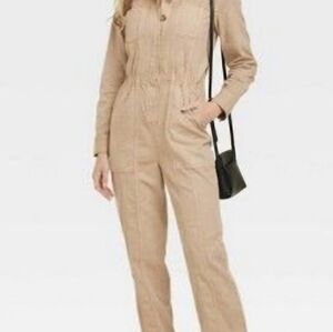 Universal Thread Women's Long Sleeve Button Down Coveralls Jumpsuits